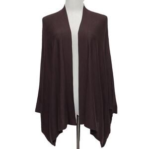 Eileen Fisher Purple Silk Blend Open Front Easy Fit Cardigan Size Large